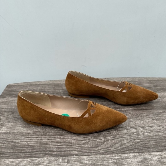 RICCARDO BOCCIA Made Italy Brown leather pointed toe boho Y2K ballet flat 8 - Picture 1 of 7